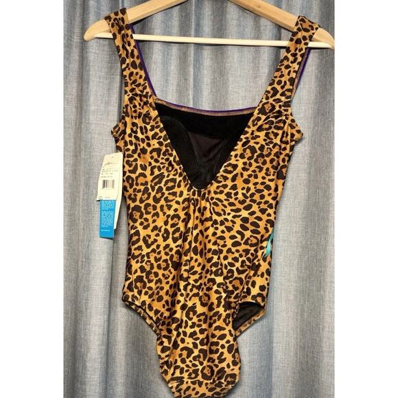 GOTTEX Leopard Print With Water Lily Floral 1 Piece Swimsuit NWT $178 - Picture 4 of 14
